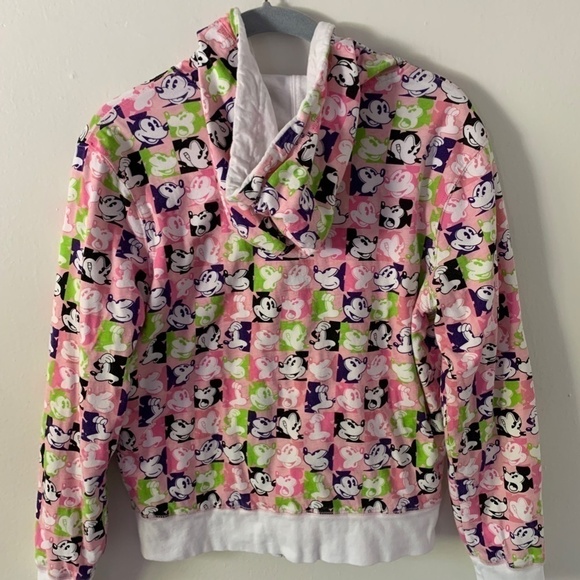 Disney Mickey Mouse Zip-up Graphic Print Reversible Hoodie in Size Small Vintage - Picture 5 of 11